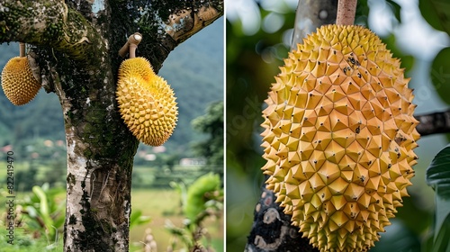 Lush Tropical Trees Durian and Jackfruit in Harmonious Growth