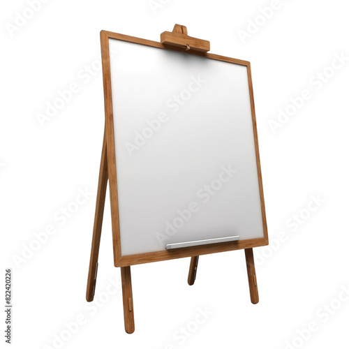 Blank whiteboard with metal clamp isolated on white background. Whiteboard with separated white background. Studio shot for educational and business mockup with copy space. Classroom concept. AIG35.