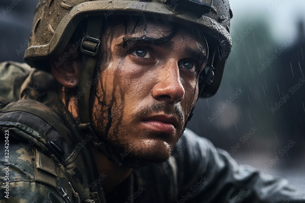 Portrait of a european army soldier AI generative concept