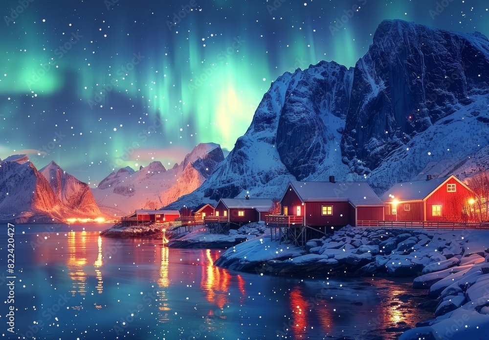 The Northern Lights over Hamnoy, Norway