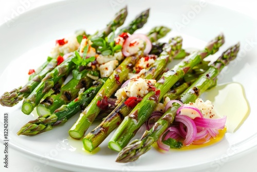 Asparagus and Pecorino Salad with Red Onion and Olive Oil Drizzle