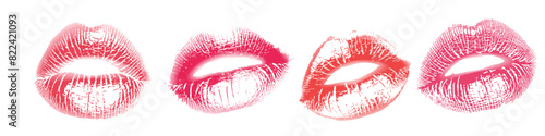 Lipstick kiss with lips print. Vector kiss mark imprint photo
