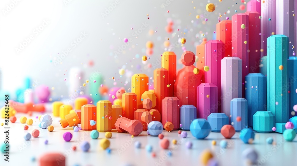 Detailed 3D business growth visuals with funny cartoon characters on a white gradient background, minimalism, studio light, ample copy space Detailed 3D business growth visuals with funny cartoon characters on a white gradient background, minimalism, studio light, ample copy space