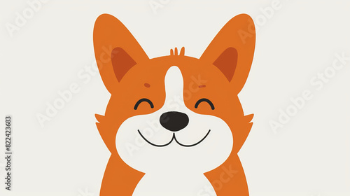Charming and cute illustration of a corgi dog in orange and white, drawn with simple shapes and bold lines. The doodle style and happy expression reflect Ryo Takemasa's influence on a white background © Thirawat