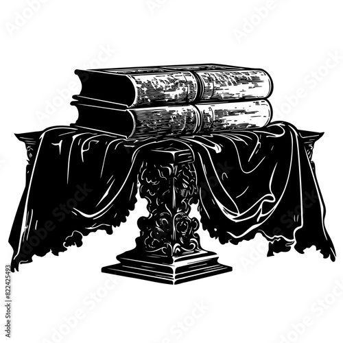 Enigmatic Vector Art of an Ancient Magic Tome: Unlock Mysteries, Spells, and Secrets from the Depths of History