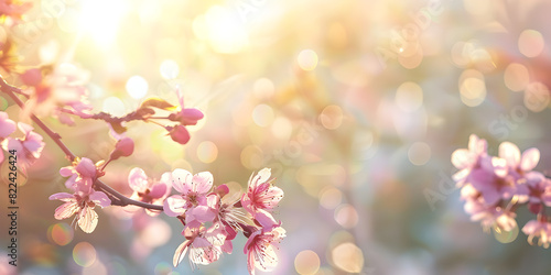 A spring background with flowers and the word cherry on it © Mian