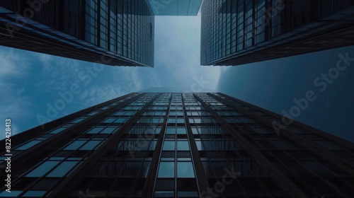 Modern Office Skyscrapers Seen from Below