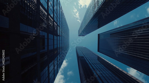 Modern Office Skyscrapers Seen from Below