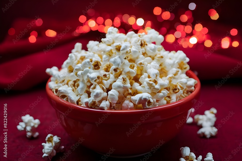 A sweetcorn snack in a wooden bowl is perfect for watching movies generative ai A sweetcorn snack in a wooden bowl is perfect for watching movies generative ai