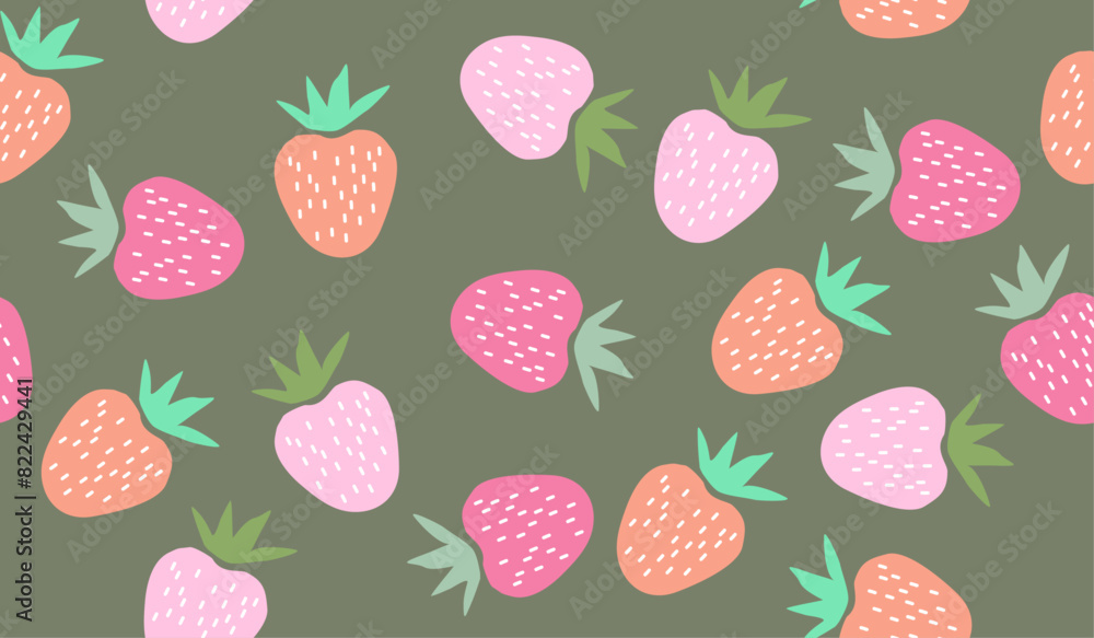 Cute strawberry fruits pattern background vector design Cute strawberry fruits pattern background vector design
