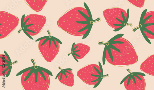 Cute strawberry fruits pattern background vector design