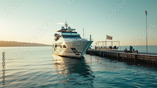 Majestic White Vessel Resting at Dock © pvl0707