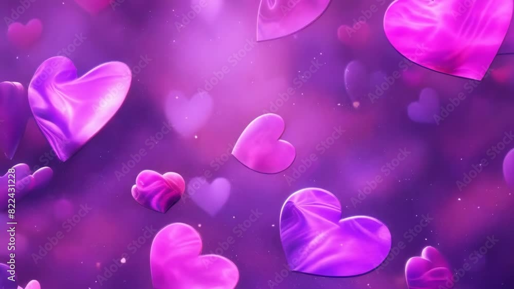 Abstract background with floating hearts in shades of pink and purple. Romantic holiday backdrop. Valentine's Day, wedding, party Abstract background with floating hearts in shades of pink and purple. Romantic holiday backdrop. Valentine's Day, wedding, party