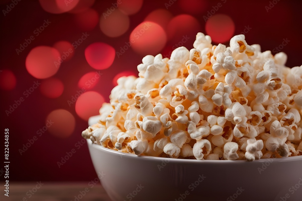 A sweetcorn snack in a wooden bowl is perfect for watching movies generative ai A sweetcorn snack in a wooden bowl is perfect for watching movies generative ai