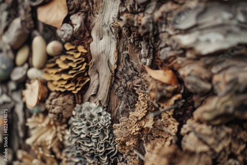 Exploring the rich medicinal potential of trees through detailed closeups of trunks photo