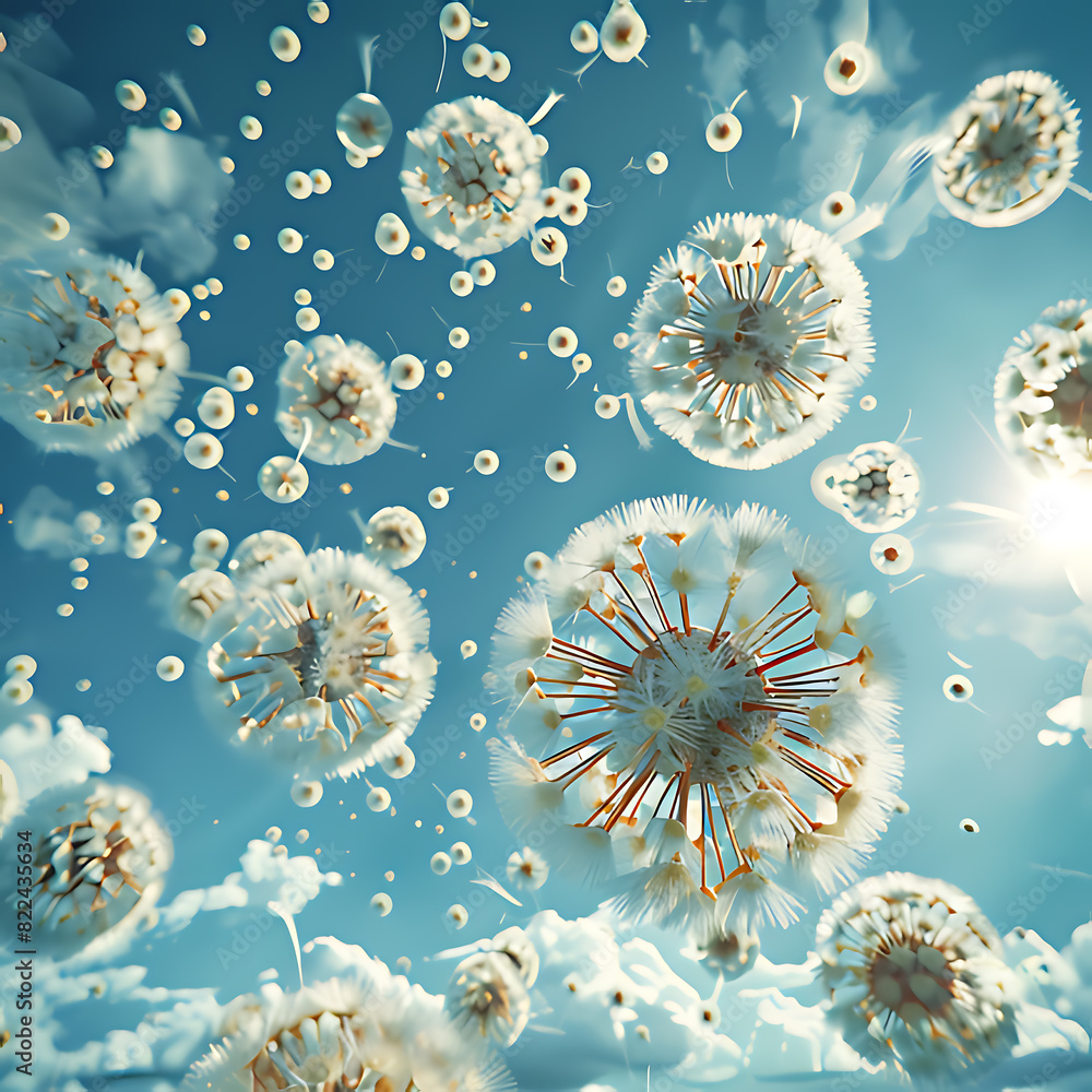 Flying allergens Abstract illustration Flying allergens Abstract illustration
