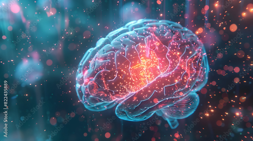 Fototapeta premium Visual Representation and Explanation of Multiple Sclerosis Disease and its Impact on the Human Brain. AI generative.