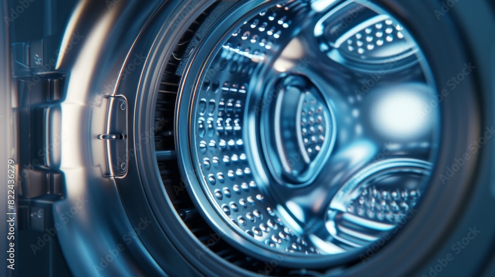 Clean blue light inside the washing machine - extreme detail useful file for repairing services, self-service laundry Clean blue light inside the washing machine - extreme detail useful file for repairing services, self-service laundry