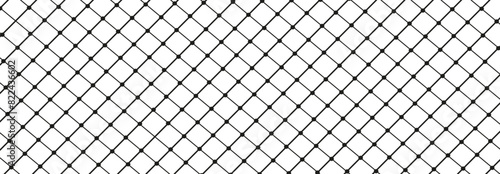 Illustration of a black fishing or football net.Checkered wavy background in doodle style.