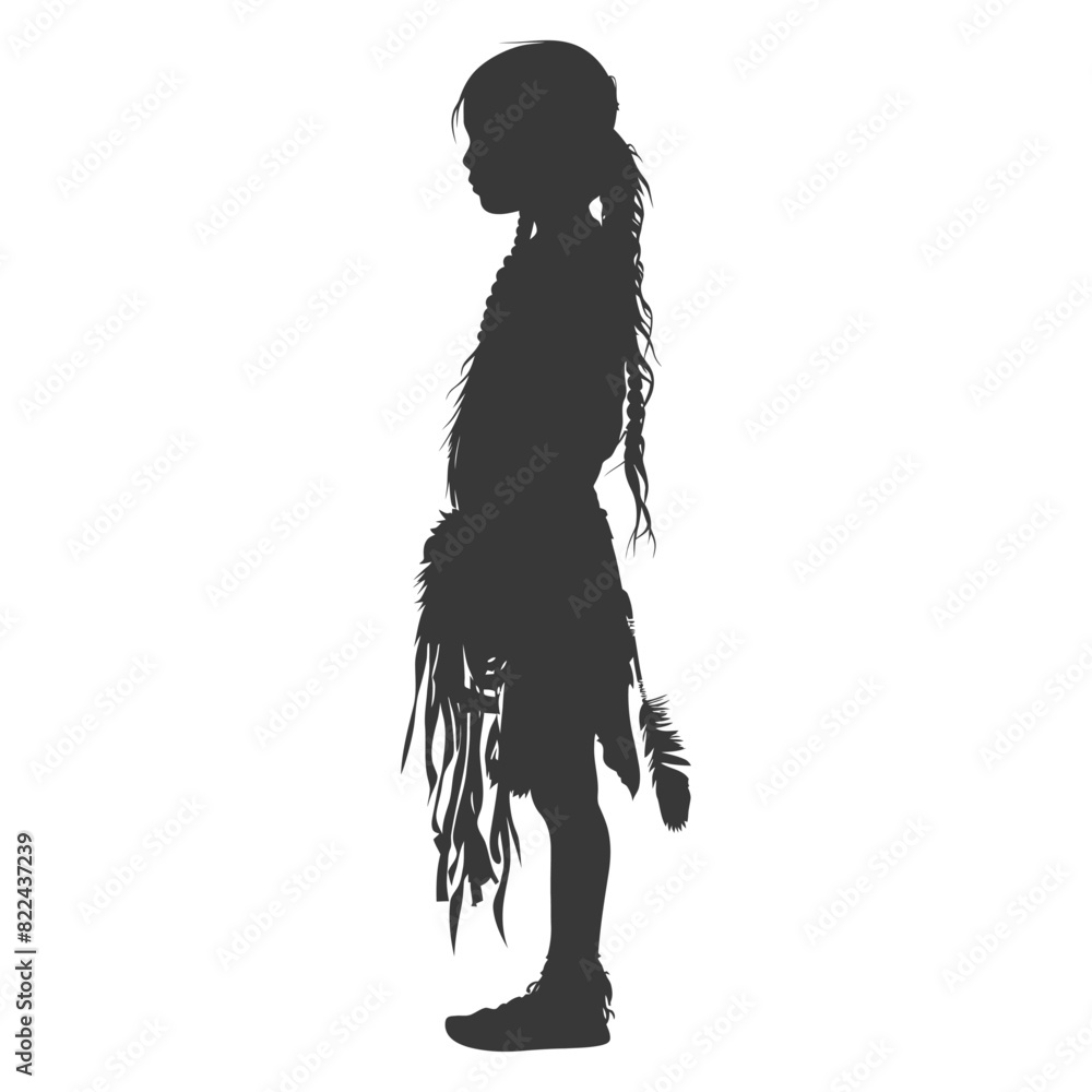 Silhouette native american little girl black color only Silhouette native american little girl black color only
