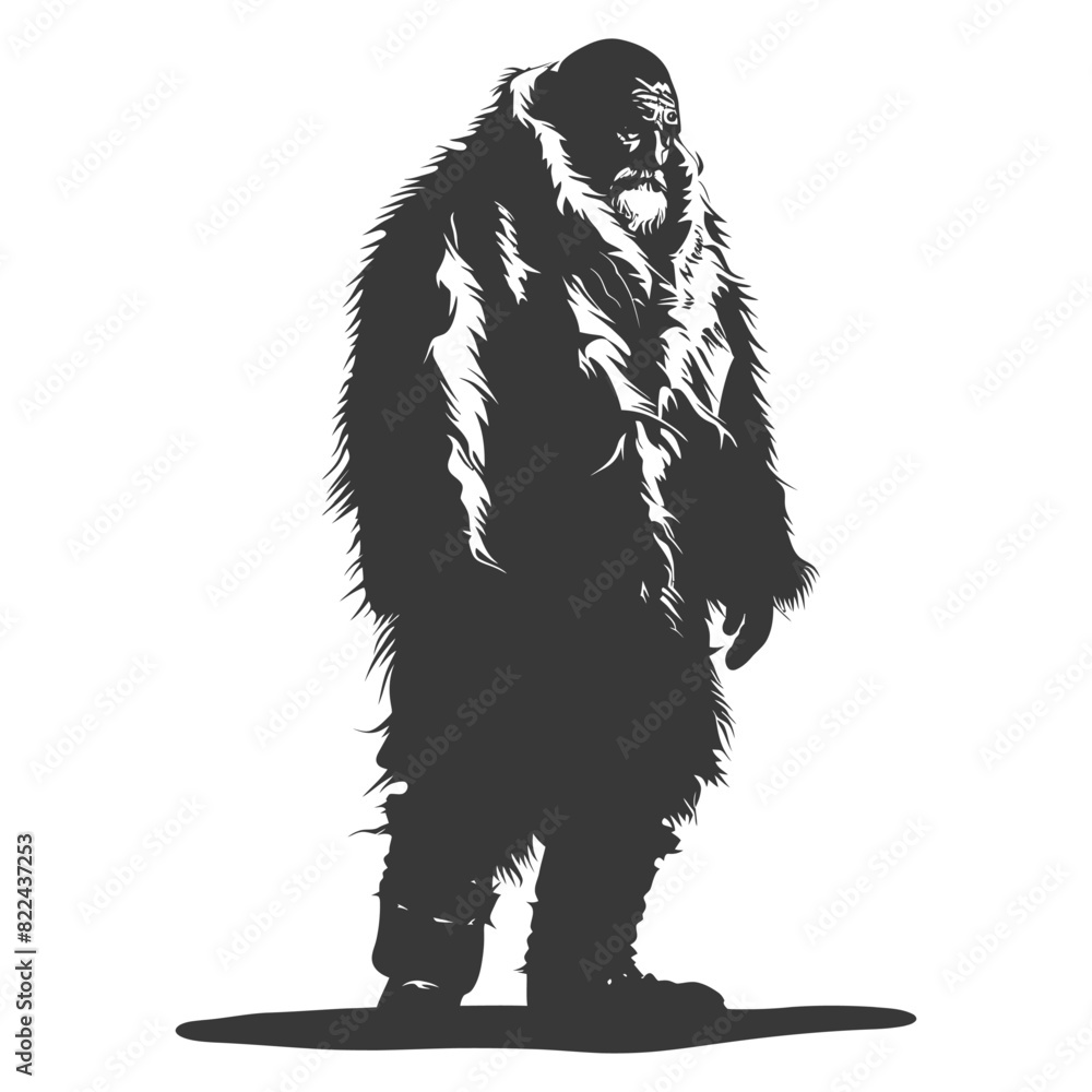 Silhouette native arctic tribe elderly man black color only Silhouette native arctic tribe elderly man black color only