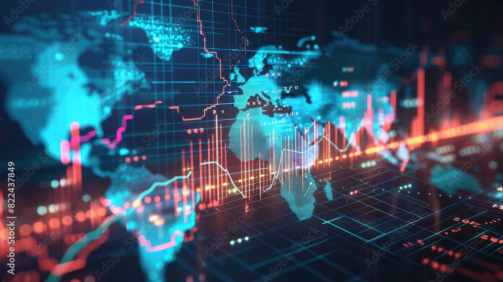Fototapeta premium Financial Analysis with Global Economic Data