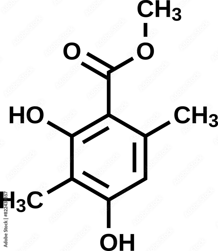 Atraric acid structural formula, vector illustration Atraric acid structural formula, vector illustration