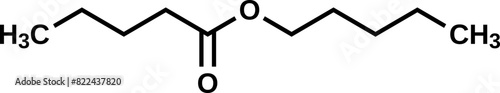 Pentyl pentanoate structural formula, vector illustration