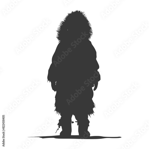 Silhouette native arctic tribe little girl black color only