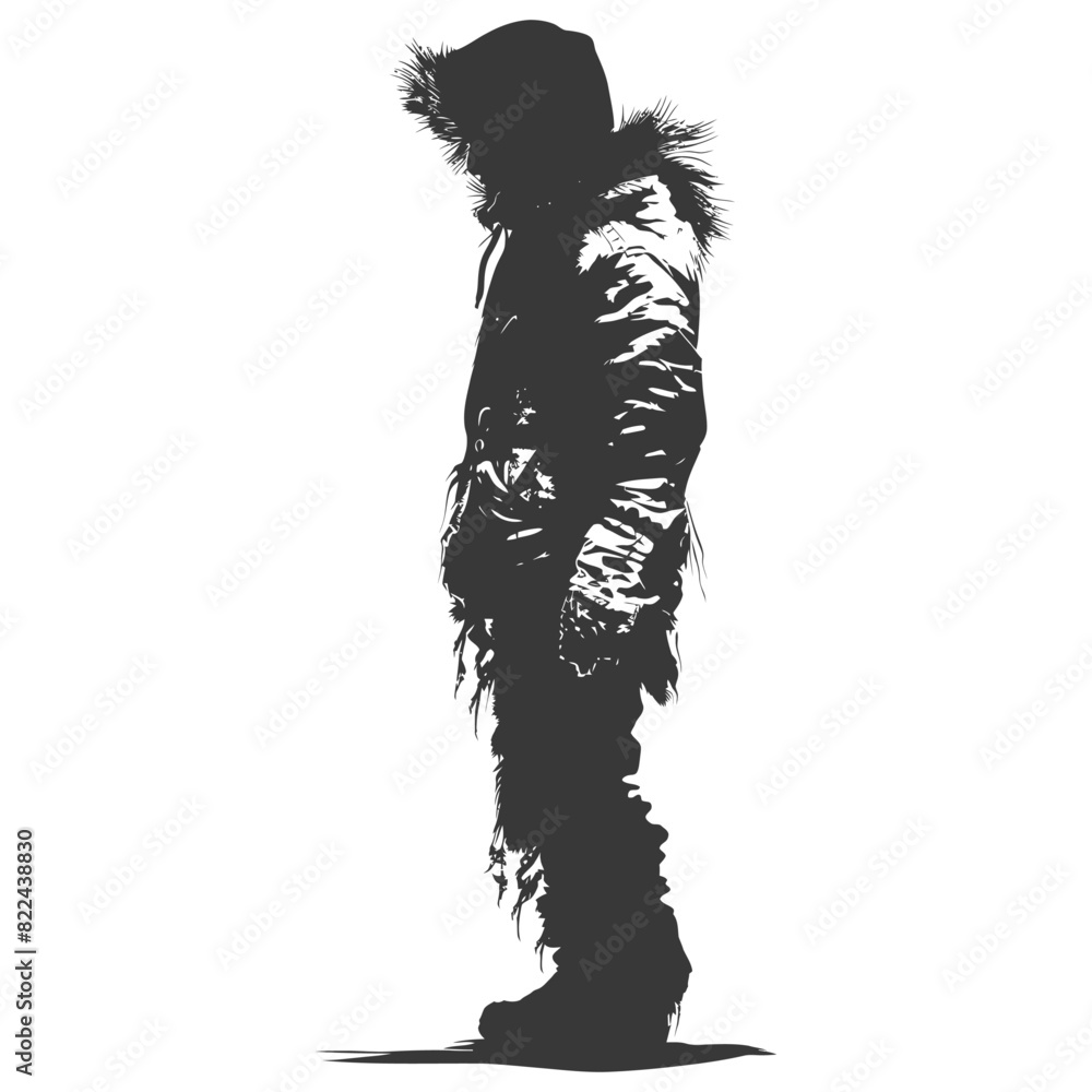 Silhouette native arctic tribe man black color only Silhouette native arctic tribe man black color only