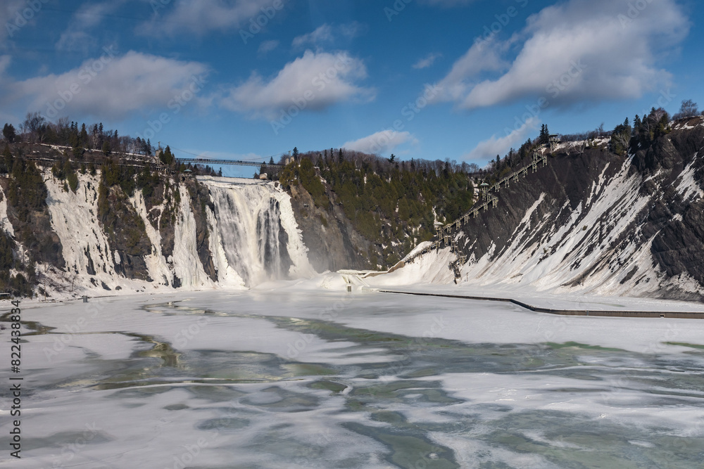 Panoramic view of Montmorency Falls in winter Panoramic view of Montmorency Falls in winter