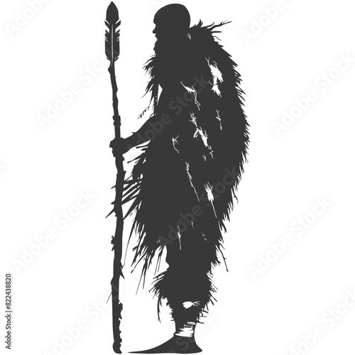 Silhouette native arctic tribe man black color only