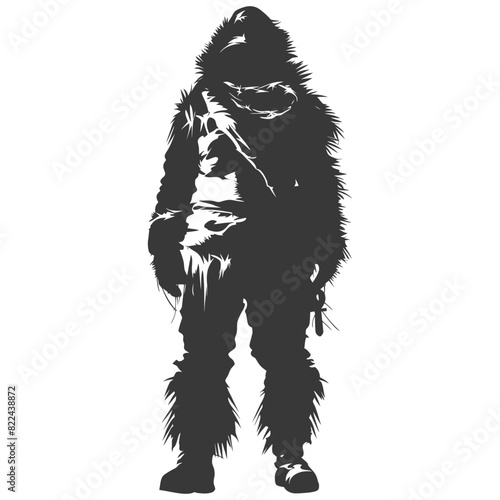 Silhouette native arctic tribe man black color only