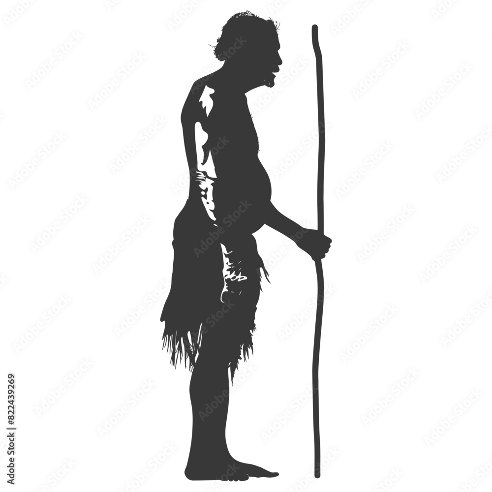 Silhouette native australian tribe elderly man black color only Silhouette native australian tribe elderly man black color only