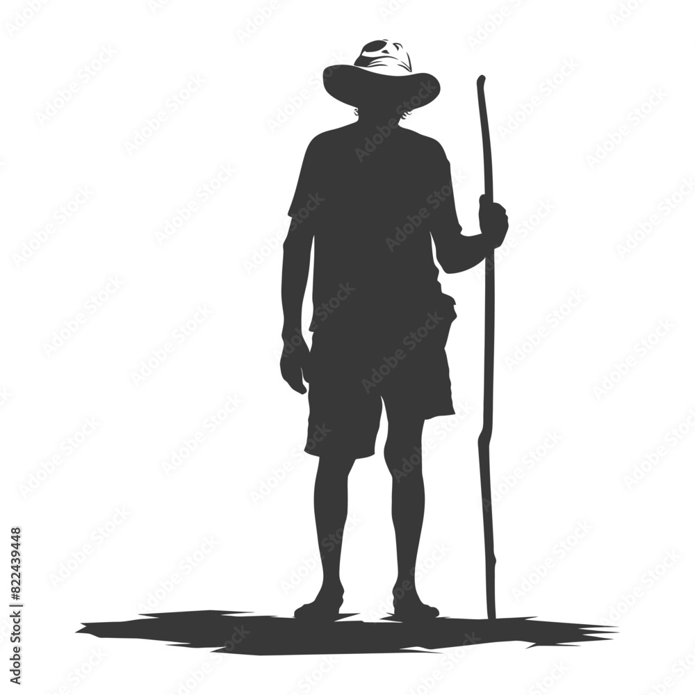 Silhouette native australian tribe elderly man black color only Silhouette native australian tribe elderly man black color only