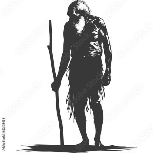 Silhouette native australian tribe elderly man black color only © NikahGeh