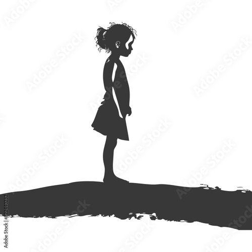 Silhouette native australian tribe little girl black color only