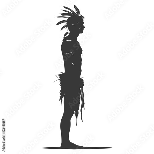Silhouette native australian tribe man black color only