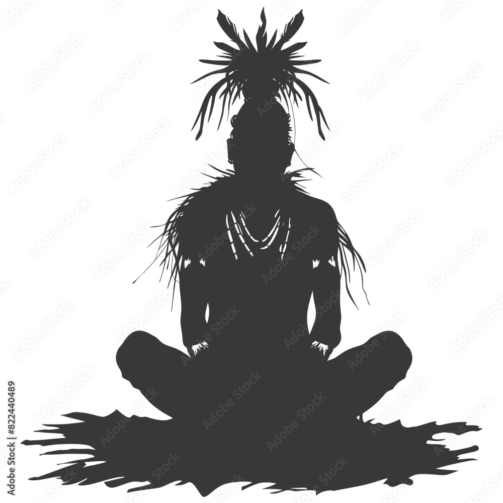 Silhouette native australian tribe man black color only Silhouette native australian tribe man black color only