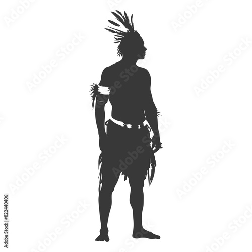 Silhouette native australian tribe man black color only