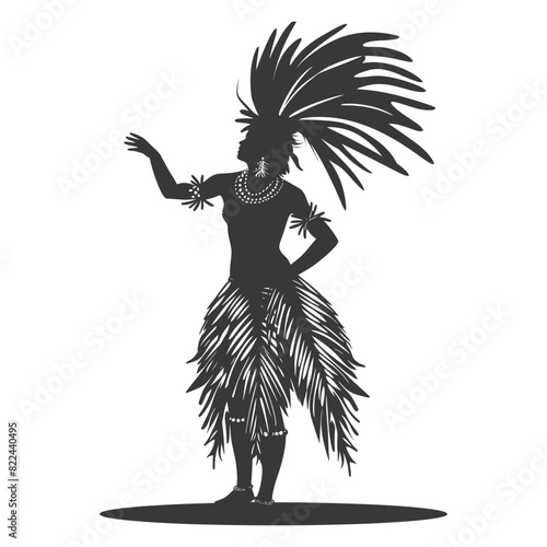 Silhouette native australian tribe woman black color only