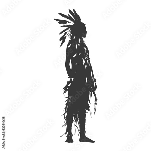 Silhouette native australian tribe woman black color only