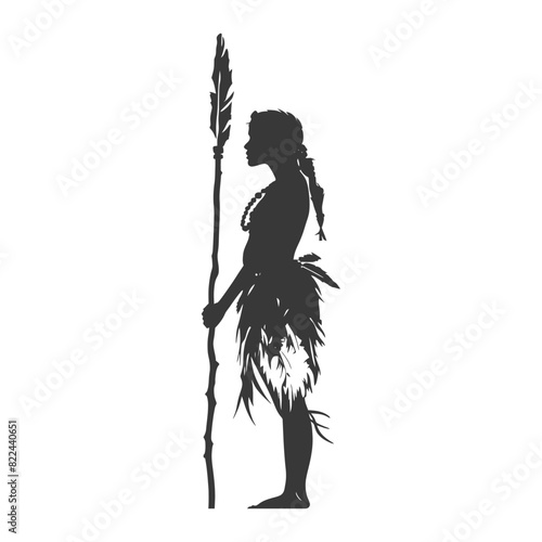 Silhouette native australian tribe woman black color only