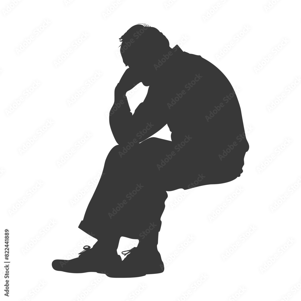 Silhouette sad elderly man sitting alone depressed sitting black color only Silhouette sad elderly man sitting alone depressed sitting black color only