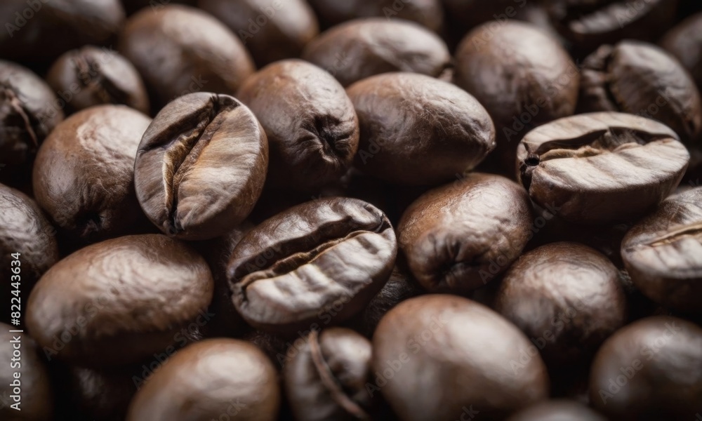 Close-Up View of Roasted Coffee Beans in Rich Detail. Coffee background Close-Up View of Roasted Coffee Beans in Rich Detail. Coffee background