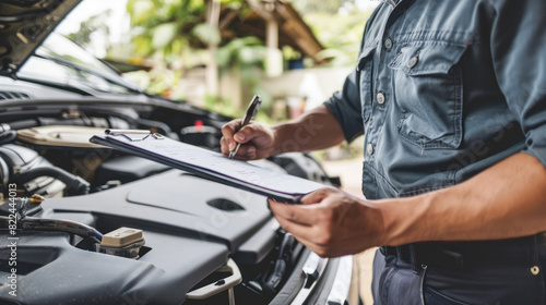 Close-Up of Repairman Writing Job Notes on Clipboard