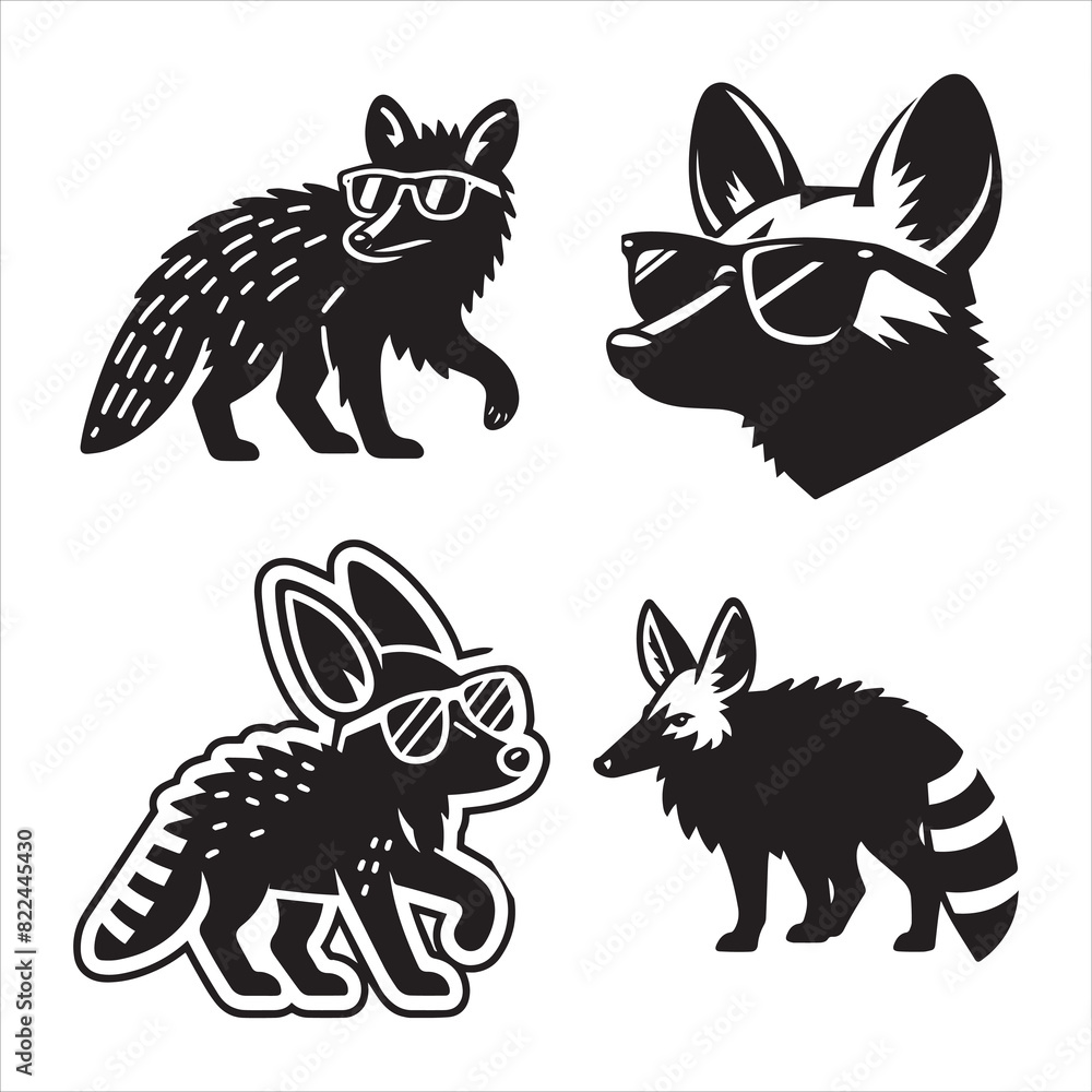 Aardwolf silhouette vector icon graphic logo ai generated design Aardwolf silhouette vector icon graphic logo ai generated design
