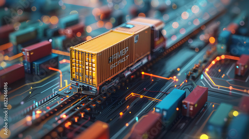 Abstract digital art of glossy logistics innovation points illustrating precision and technology advancements in logistics Stock Photo Concept