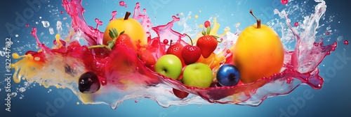 A watercolor splash with bold primary colors.