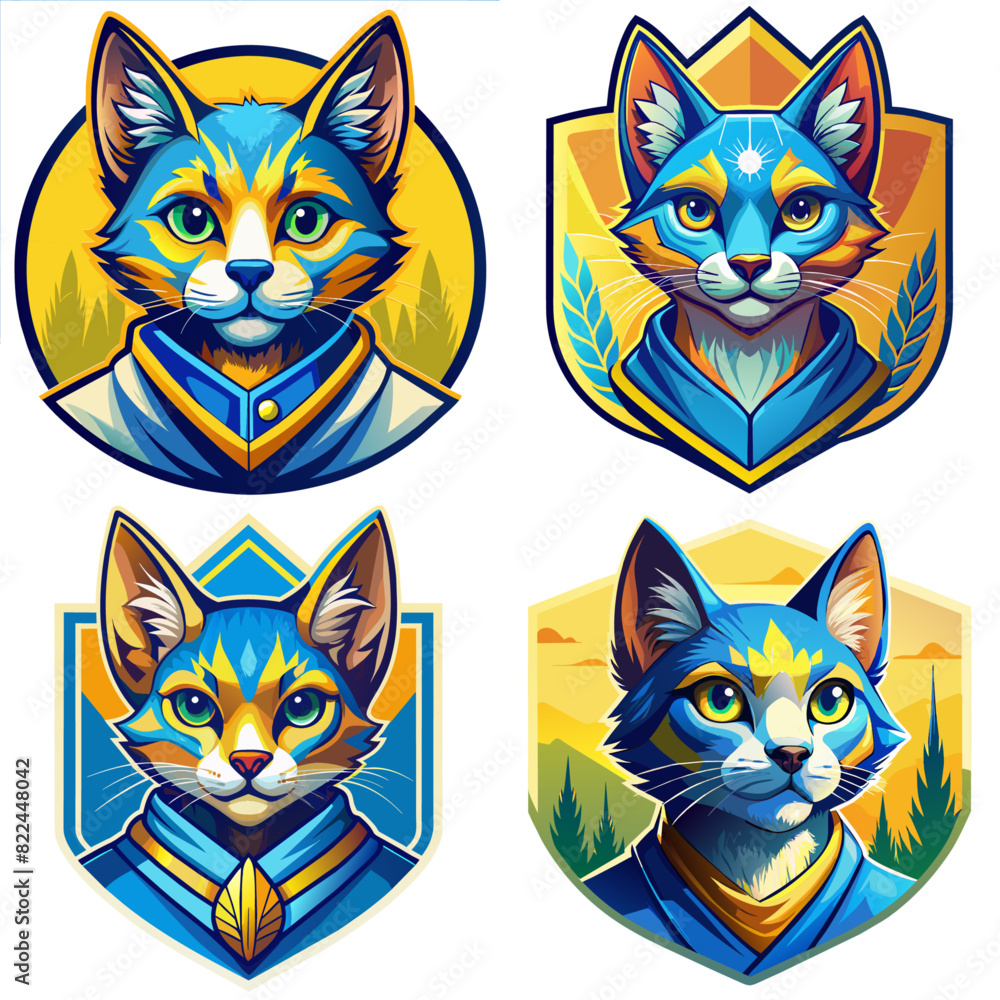 Fototapeta premium Cuddly Cat Crew Sticker Collection